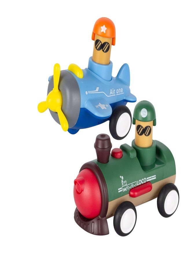 PCN TECHNOLOGY PCN Combo of Top Gear Push and Go Aeroplane - Train for Kids | Friction Toys for Kids | Press and go Toy Cars for Toddlers (Multicolor, Aeroplane - Train) - Image 1